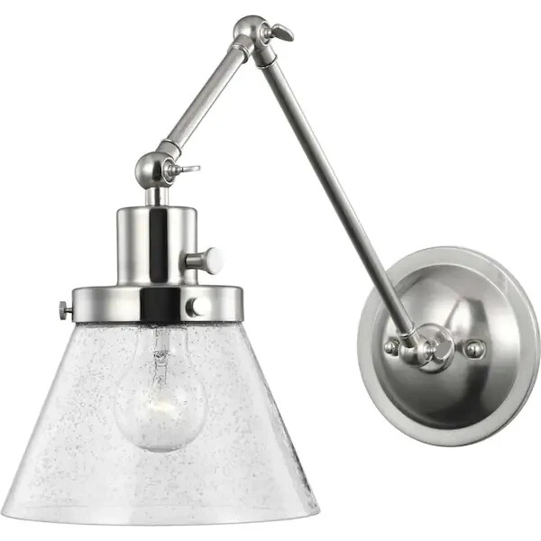 Progress Lighting Hinton Collection 1-Light Brushed Nickel Clear Seeded Glass