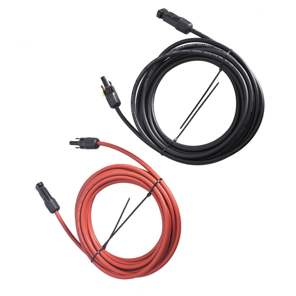 1 Pair Black + Red Solar Panel Extension Cable Wire Connector 12AWG New