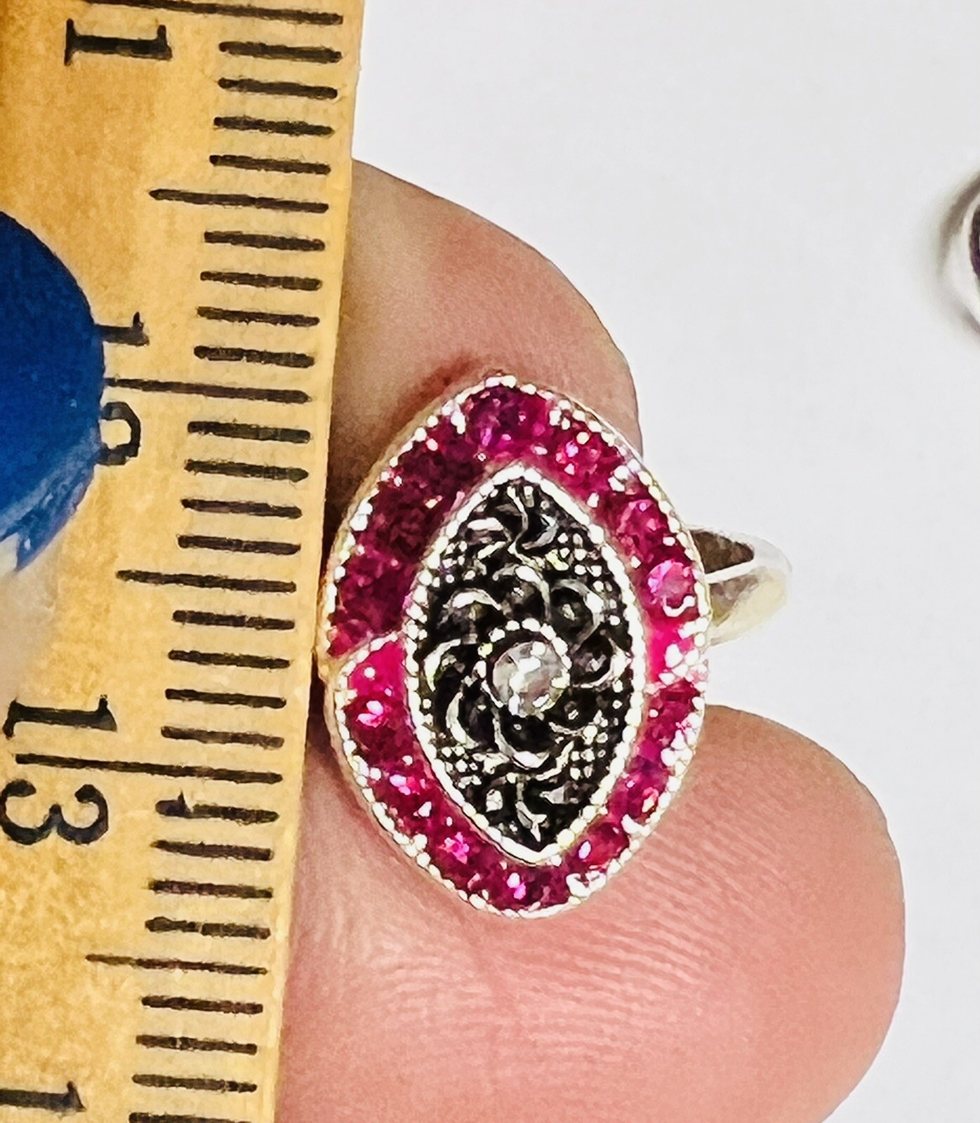 Pink Oval CRYSTAL 925 Sterling Silver Toe Ring Pair India Bichiya ADJUSTABLE