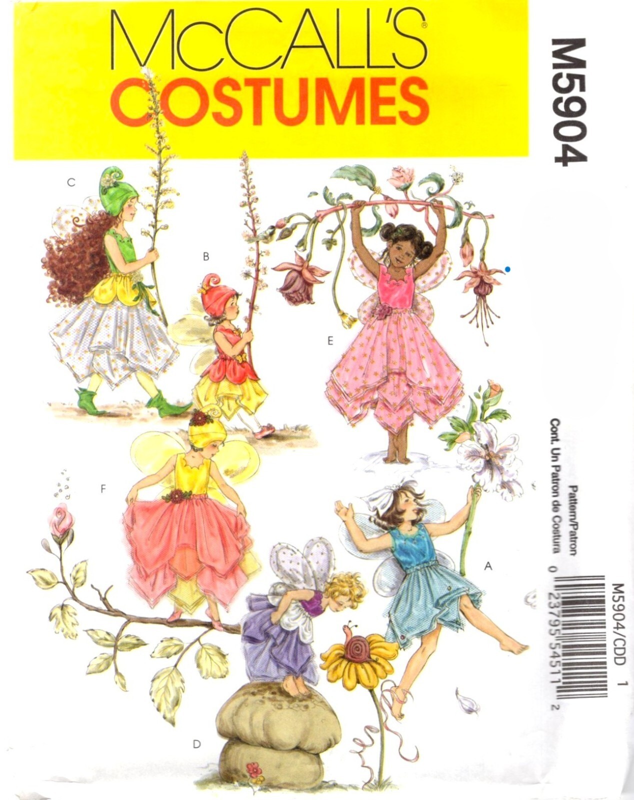 Girl's FAIRY COSTUMES Gowns Size 2-5 or 6-8 McCall's 5904 UNCUT Sewing Pattern