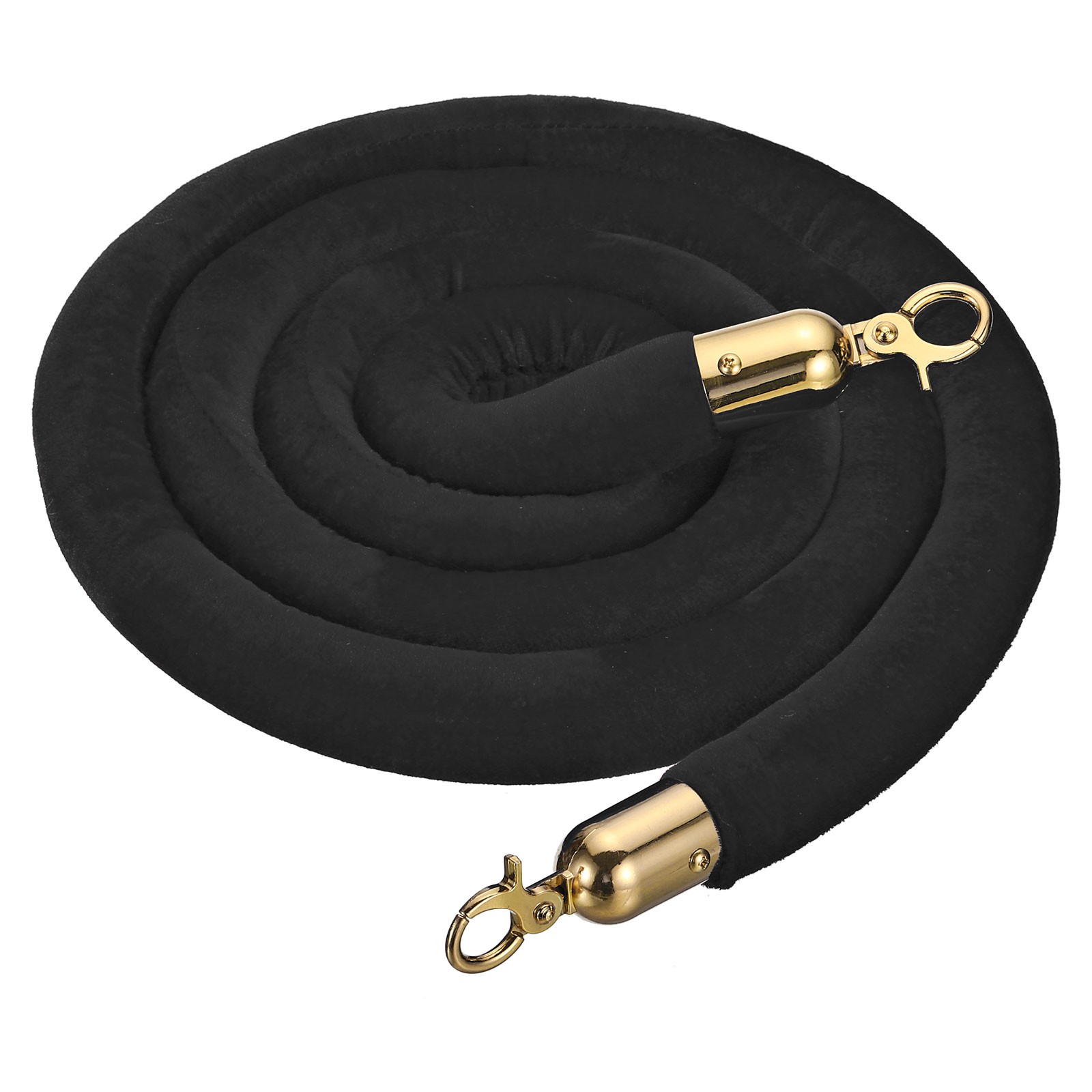5.9 Feet Black Velvet Stanchion Rope Crowd Control Barrier Rope Golden