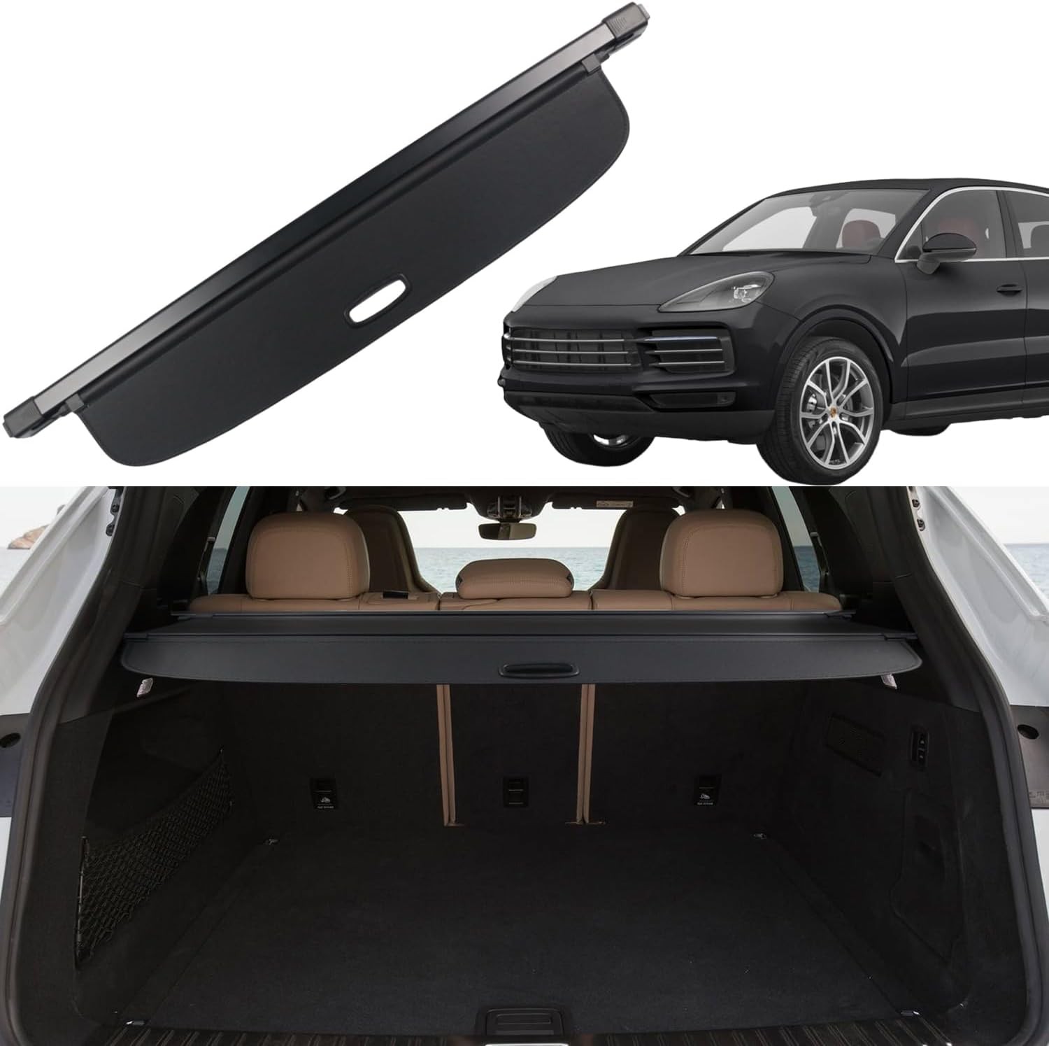 Cargo Cover for Porsche Cayenne 2019-2023 Accessories Rear Trunk Black