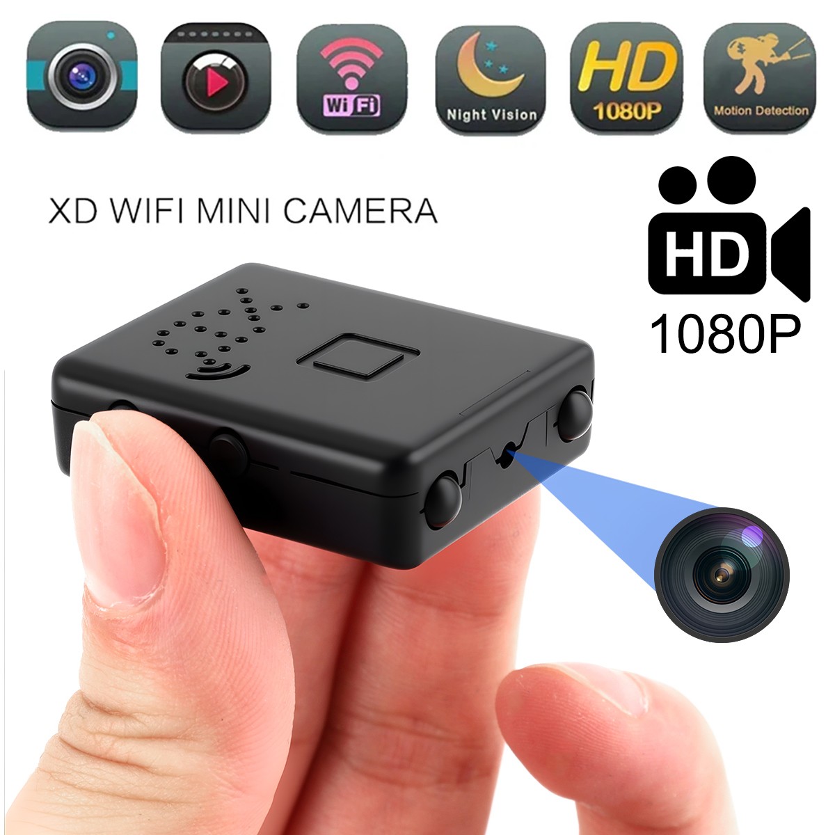 Small WiFi Security Camera 1080P No Battery Plug & Play Indoor Office