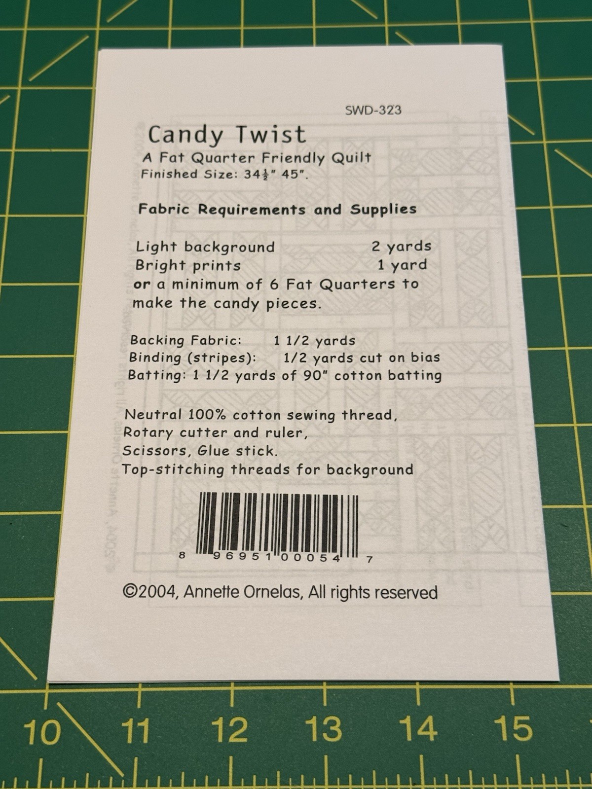 CANDY TWIST Quilt Pattern Southwind Designs New 35 X 45.5