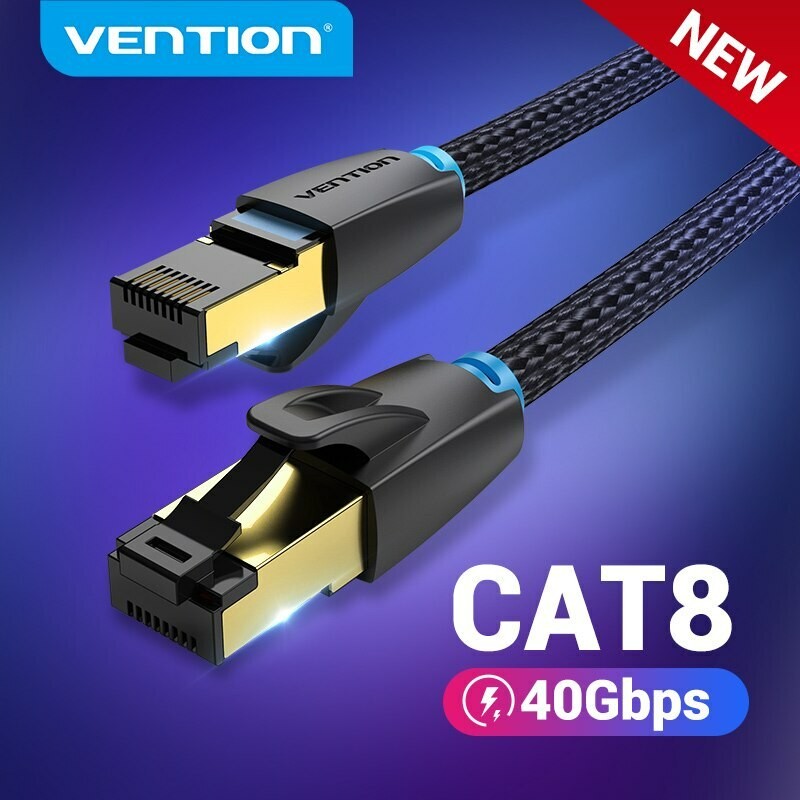 Nylon Braided RJ45 Cable CAT8 Shielded 2000MHz 40Gbps Ethernet LAN Fast Speed