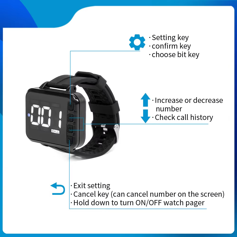 Wireless Pager Machine Restaurant Waiter Call Number System