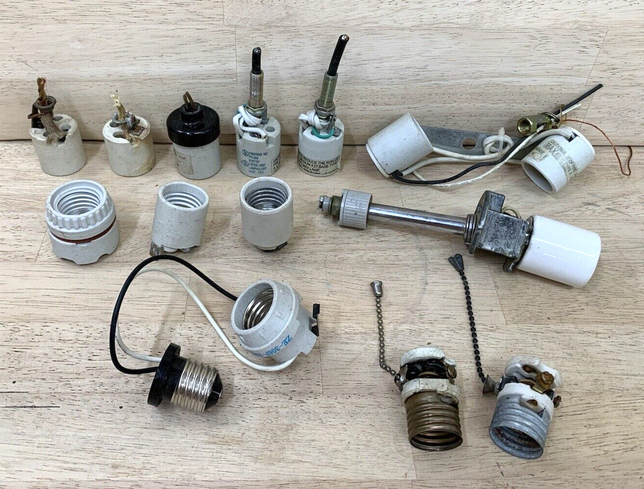 PORCELAIN SOCKETS Lot of 14 Electric Lamp Parts Restoration OUTDOOR