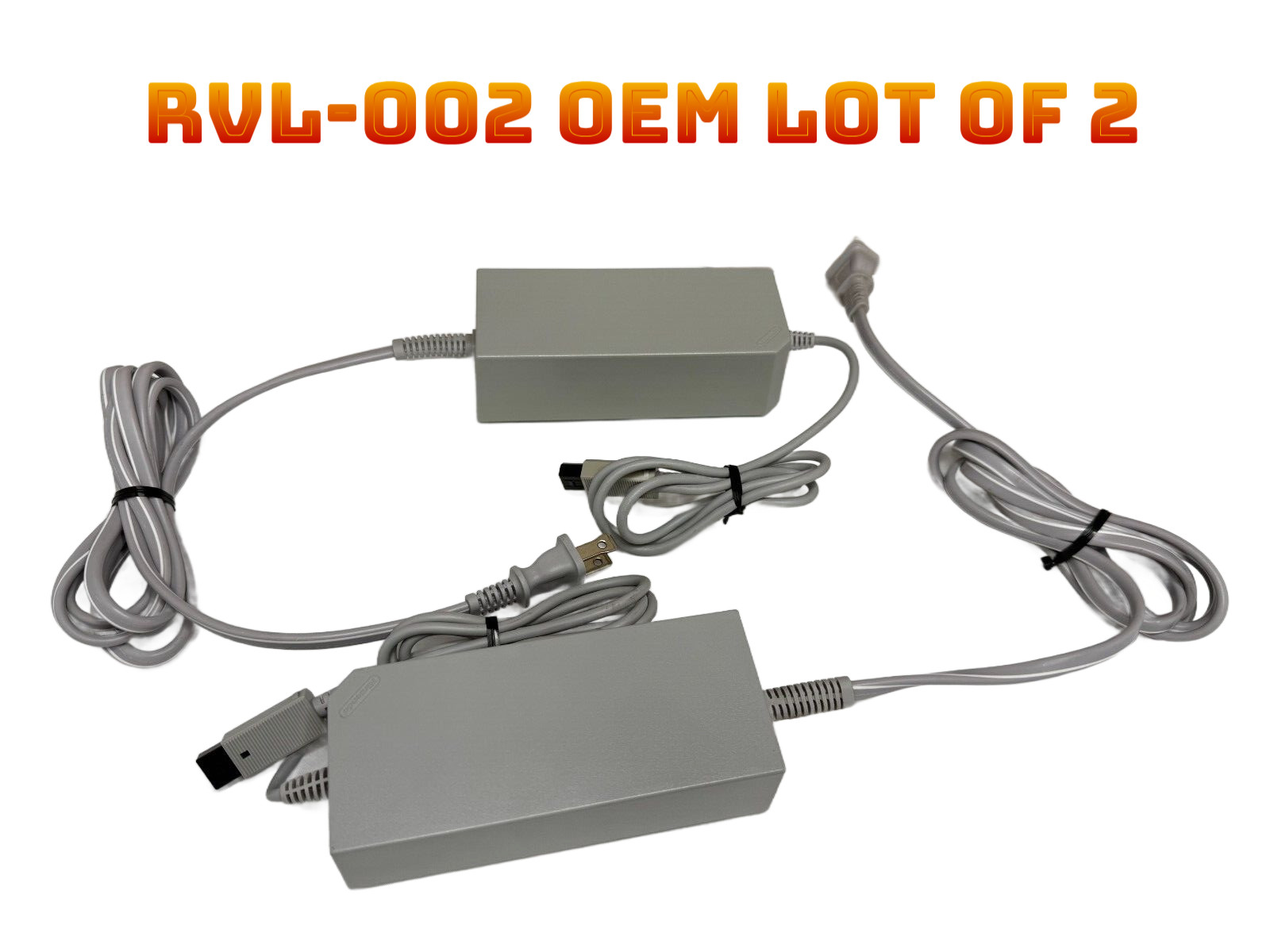 Lot of 2 Official OEM Nintendo Wii AC Power Supply Adapter Cord RVL-002 TESTED
