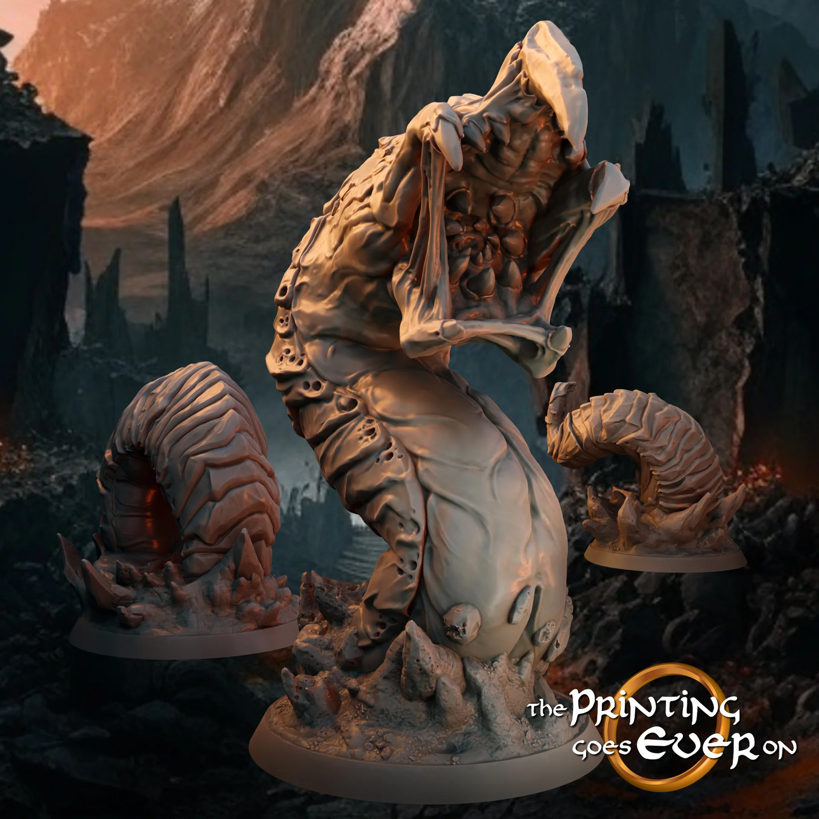Giant Wyrm (Set of 3) - 28-32mm Assault Orcs - Resin Tabletop Miniatures