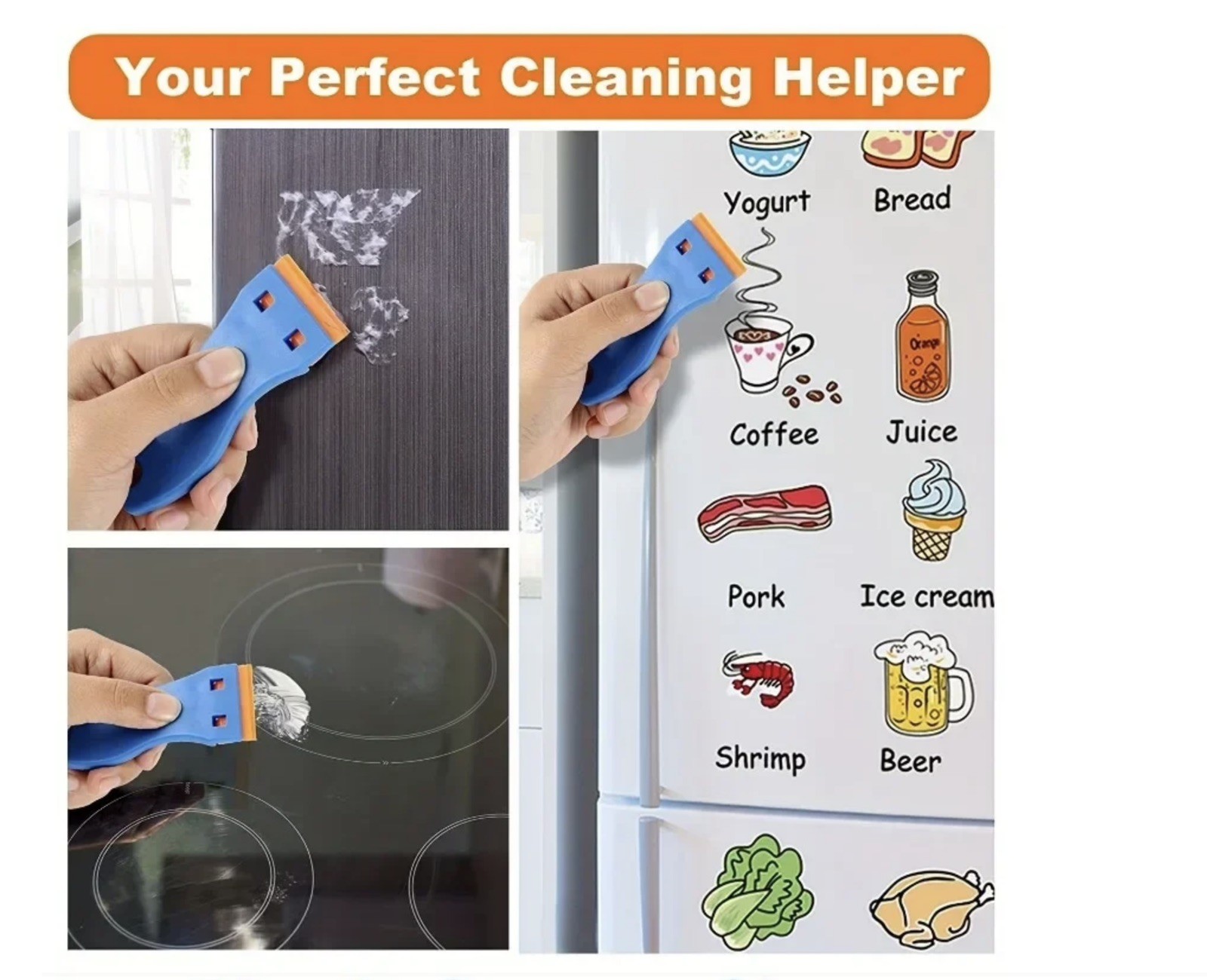 10pc Sharp Plastic Blades + 1 Razor Scraper Edged Sticker 1X Decal Removal Tool