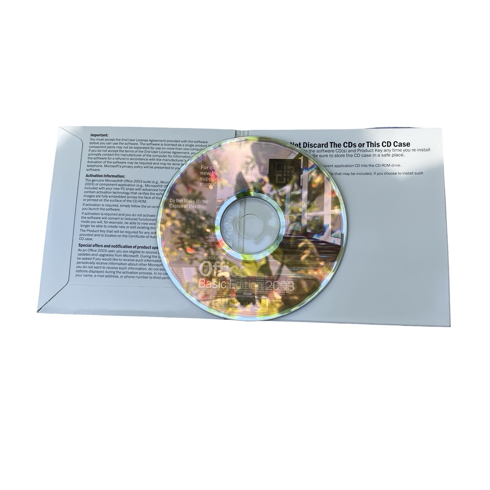 Microsoft Office 2003 Basic Edition With Product Key Disc CD OEM Word Processing