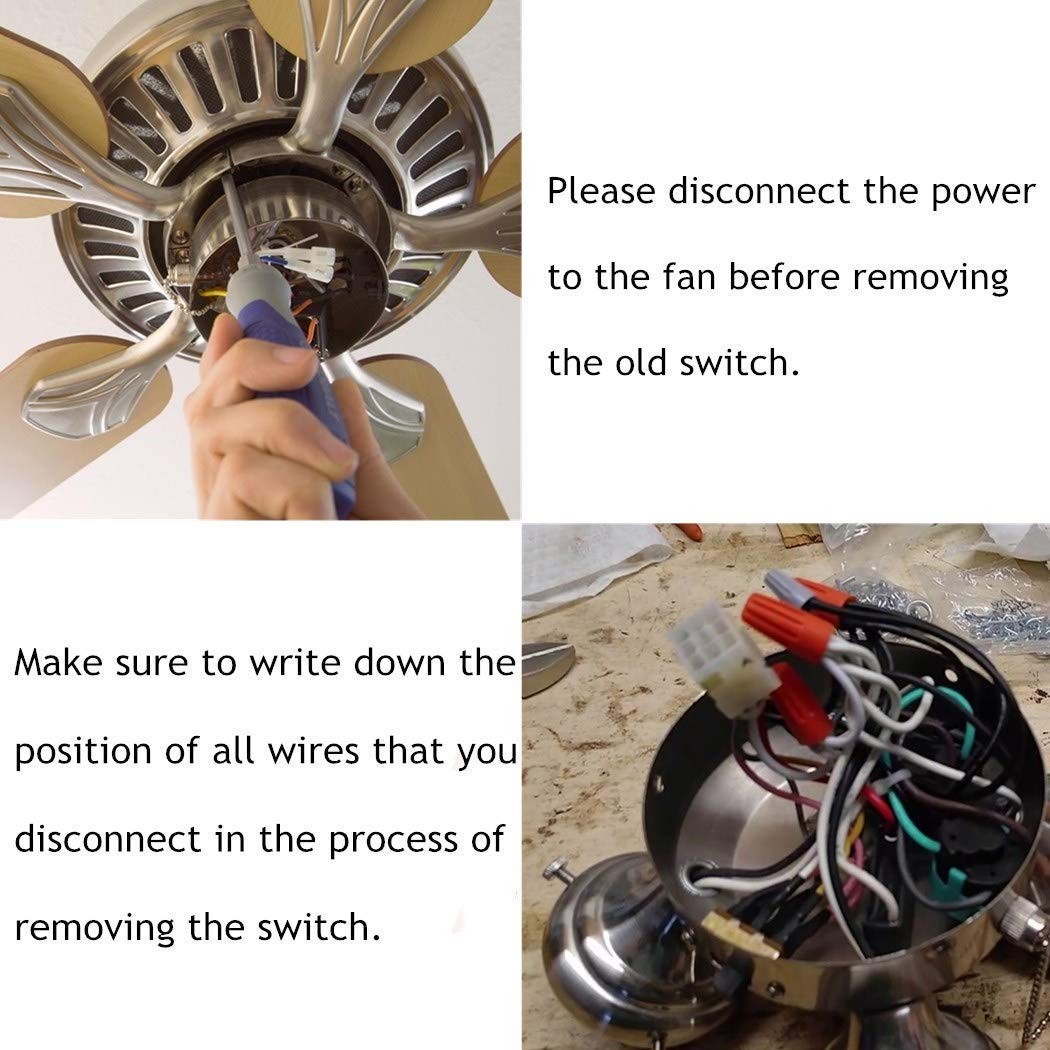 2 Pcs Bronze ZE-110 3 Wire Ceiling Fan Light Switch Replacement