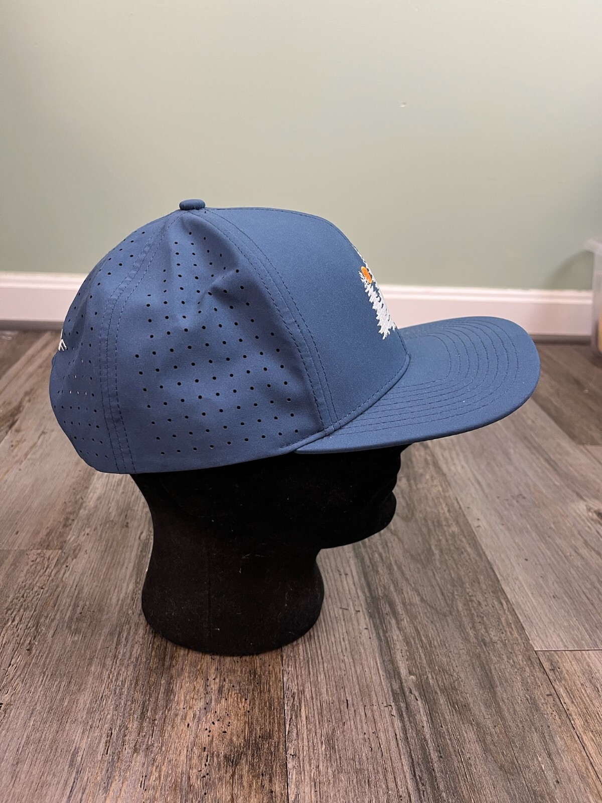 FN3P Golf Hat Cap Blue White Trees Orange Moon Embroidered Snap Adjustable