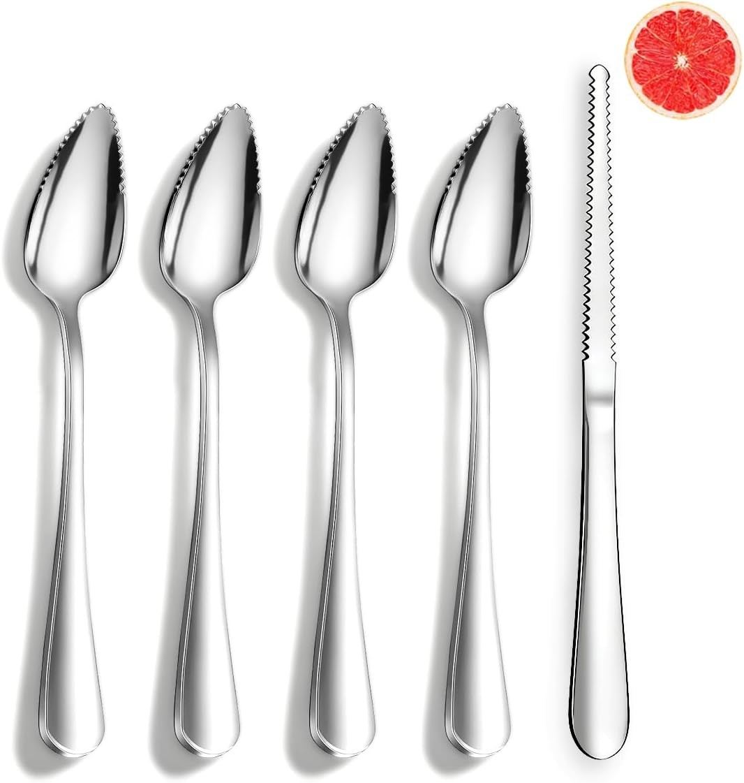 Grapefruit Spoons and Grapefruit Knife 5 Pieces, Stainless Steel Grapefruit