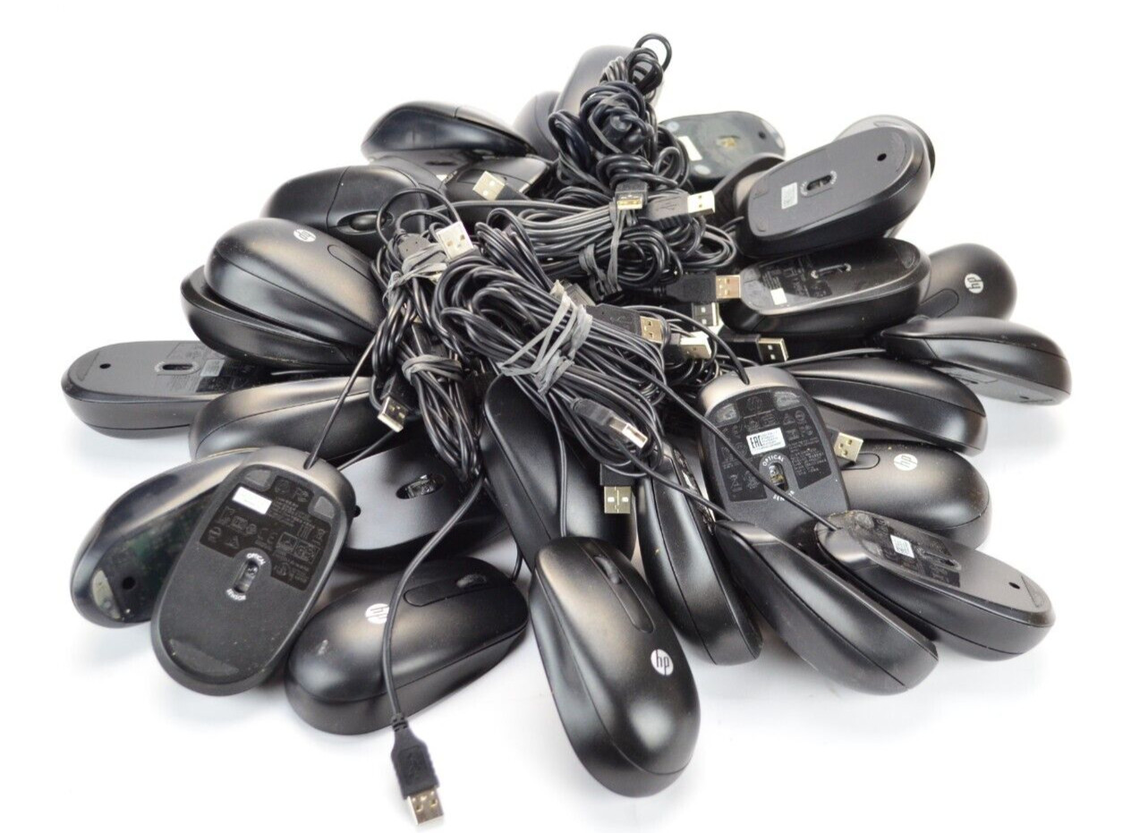 Lot of 35 3-Button Optical Scroll Wheel USB MICE 30 HP Brand 5 other Tested