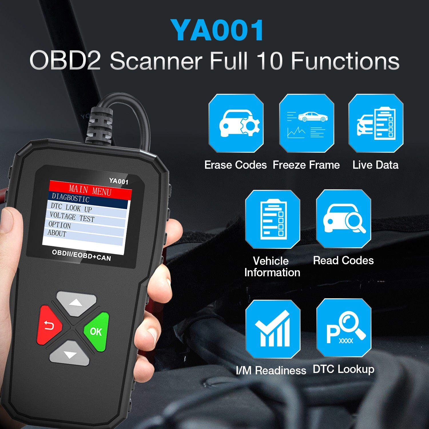 2025 KINGBOLEN YA001 OBD2 Scanner Code Reader Check Engine Fault Diagnostic Tool