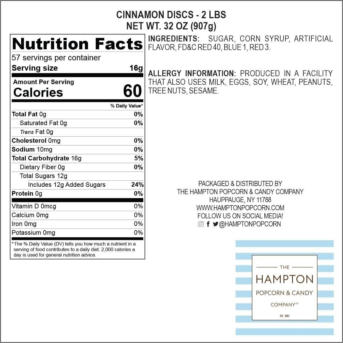 Cinnamon Discs Hard Candy - 3lb Bulk Bag (Approx. 225 pcs) - Cinnamon Candies...