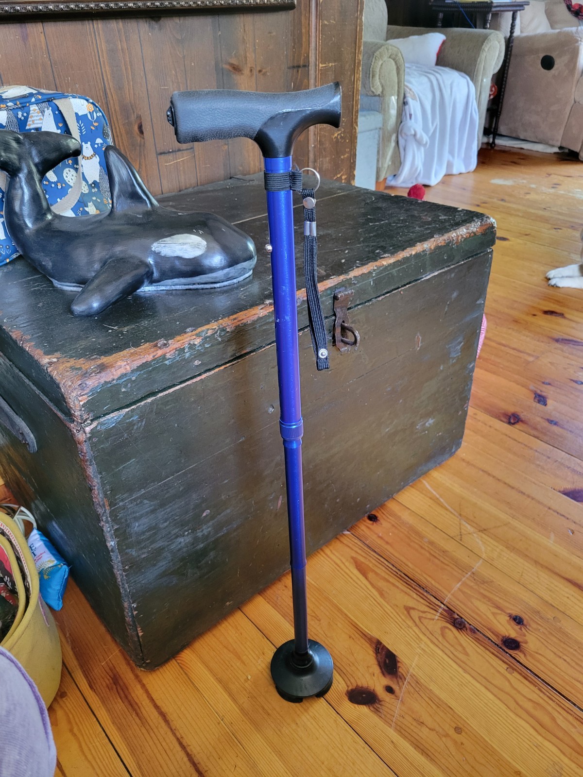 Walking Cane Foldable, Adjustable, Collapsible, Free Standing Blue