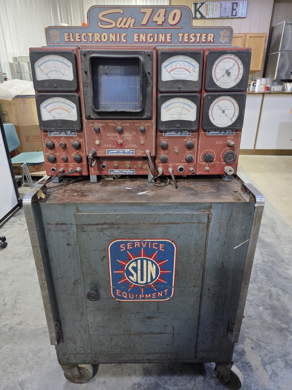 Vintage Sun 740 Electronic Engine Starter With Cabinet, UNTESTED