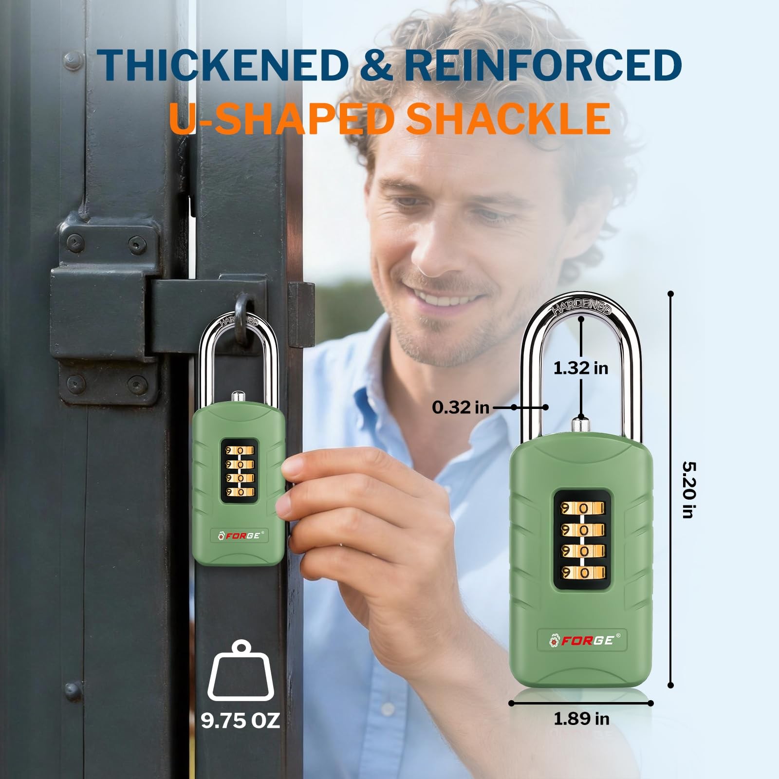 Forge 4-Digit Combination Padlock with Backup Keys, Recover Forgotten Code, W...