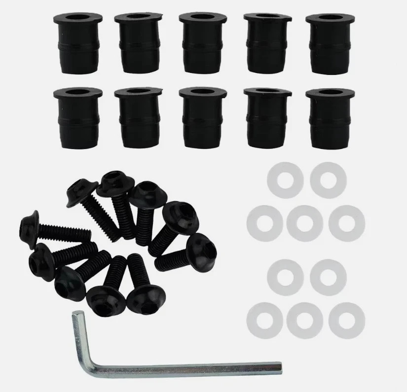 10* 5MM Motorcycle Windscreen Windshield Fairing Screen Nut Bolt Screw Kit