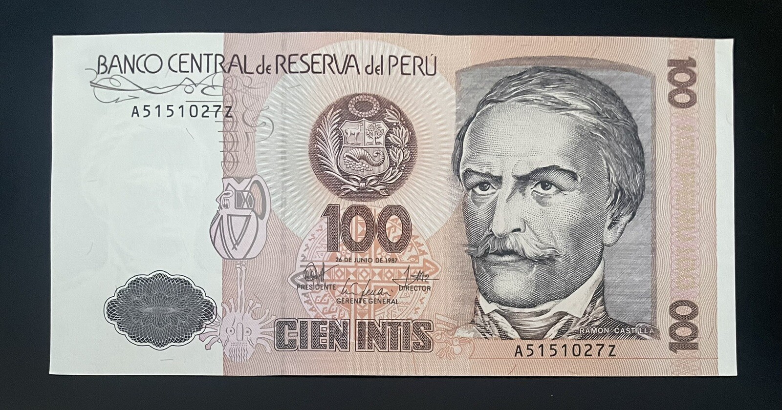 PERU - ND - 100 INTIS - A5151027Z - BANKNOTE - CIRCULATED