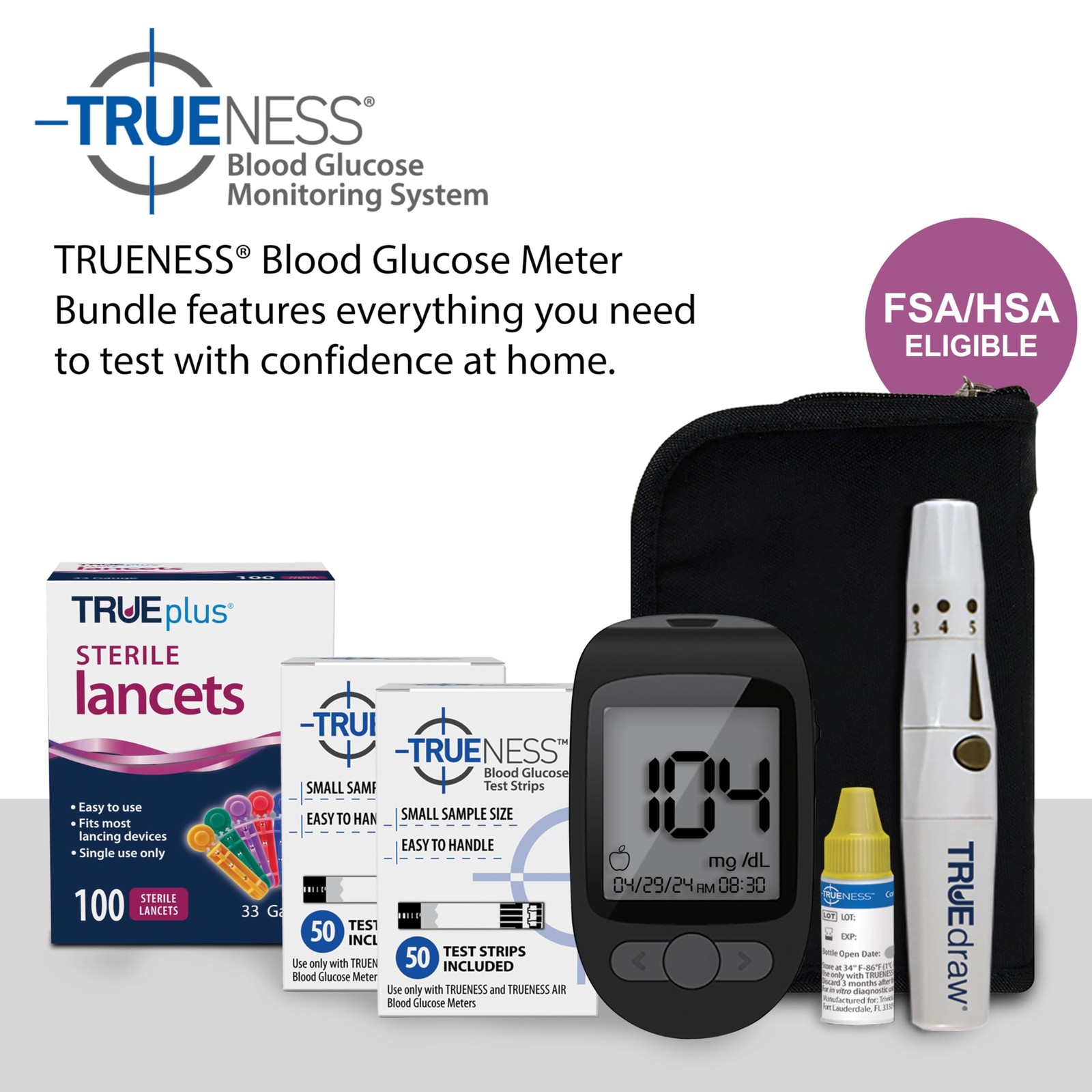 TRUENESS Blood Glucose Meter Bundle w/ control solution