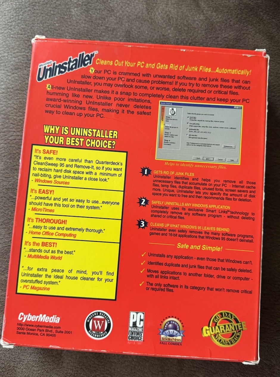 Microhelp Uninstaller Windows 95 And NT CD Rom Version CyberMedia