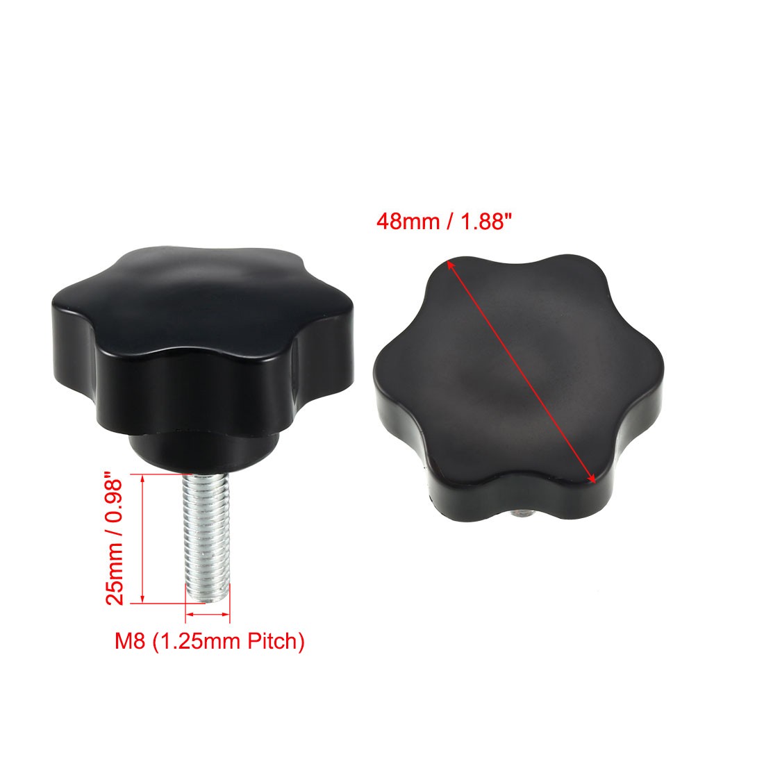 Locking screw 48mm hexagonal plum dia M8 ×25mm thread 2pcs