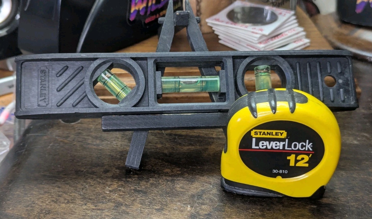 Stanley USA 8" Black Torpedo Level #42-294 & 12' LeverLock Tape Measure #30-810