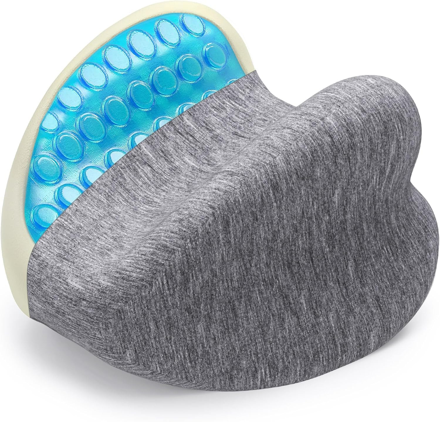 Knee Pillow for Side Sleepers, Cooling Gel Memory Foam, Grey | Leg Pillow for Si