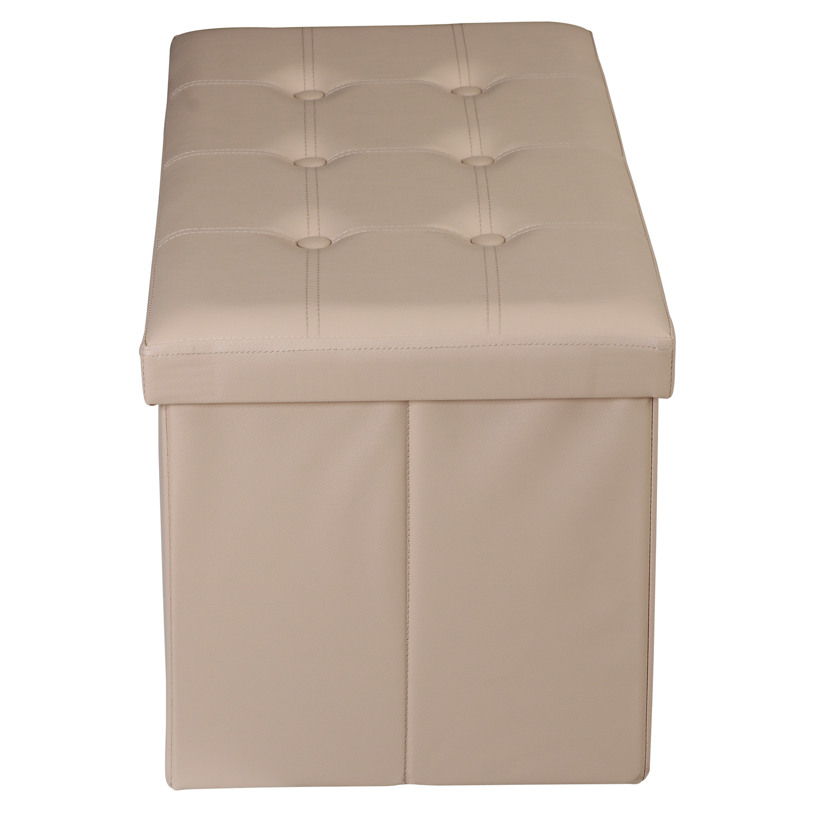 Beige Sturdy Ottomans Foot Bench Foldable Storage Footstools Spacious Organizer