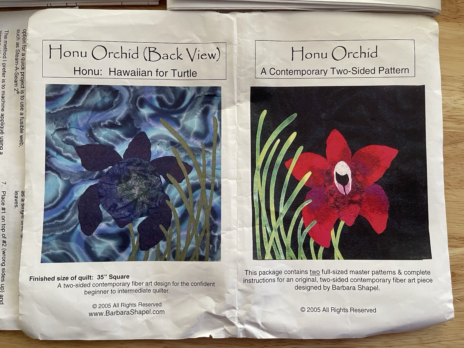Honu Orchid two-sided fiber art piece Pattern Barbara Shapel  2005