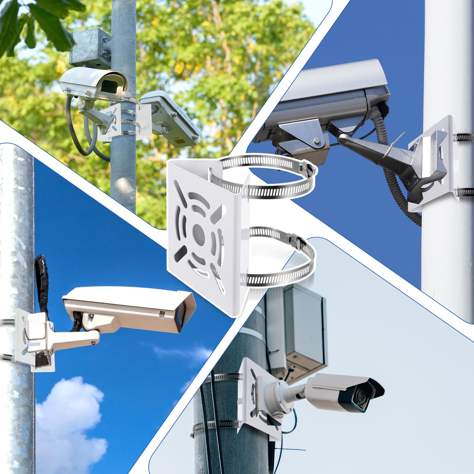 MorningRo 6 Pcs Universal Vertical Pole Mount for Security Camera Wall White