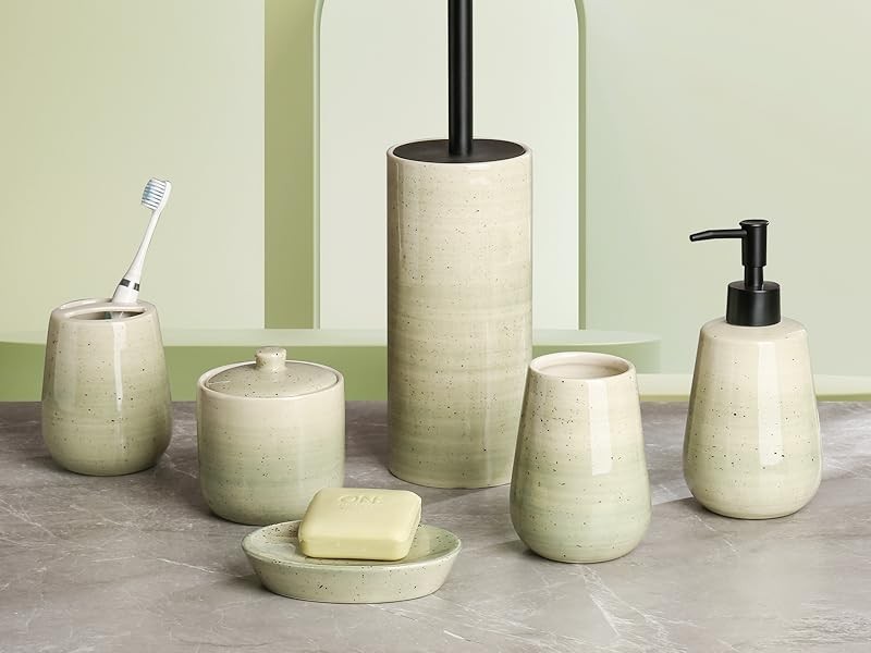 SURUI 6 Piece Bathroom Ceramic Bathroom Accessories Complete Set with Lotion...