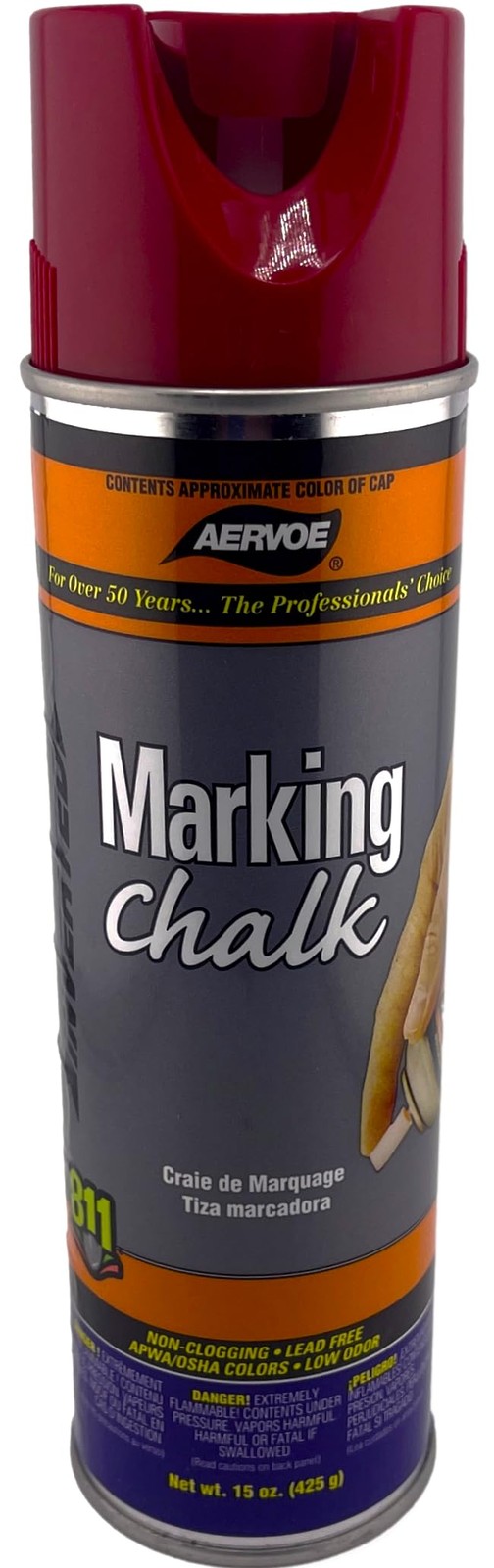 216 20-Oz Lead-Free Non-Clogging Can Temporary Marking Chalk Spray, Red