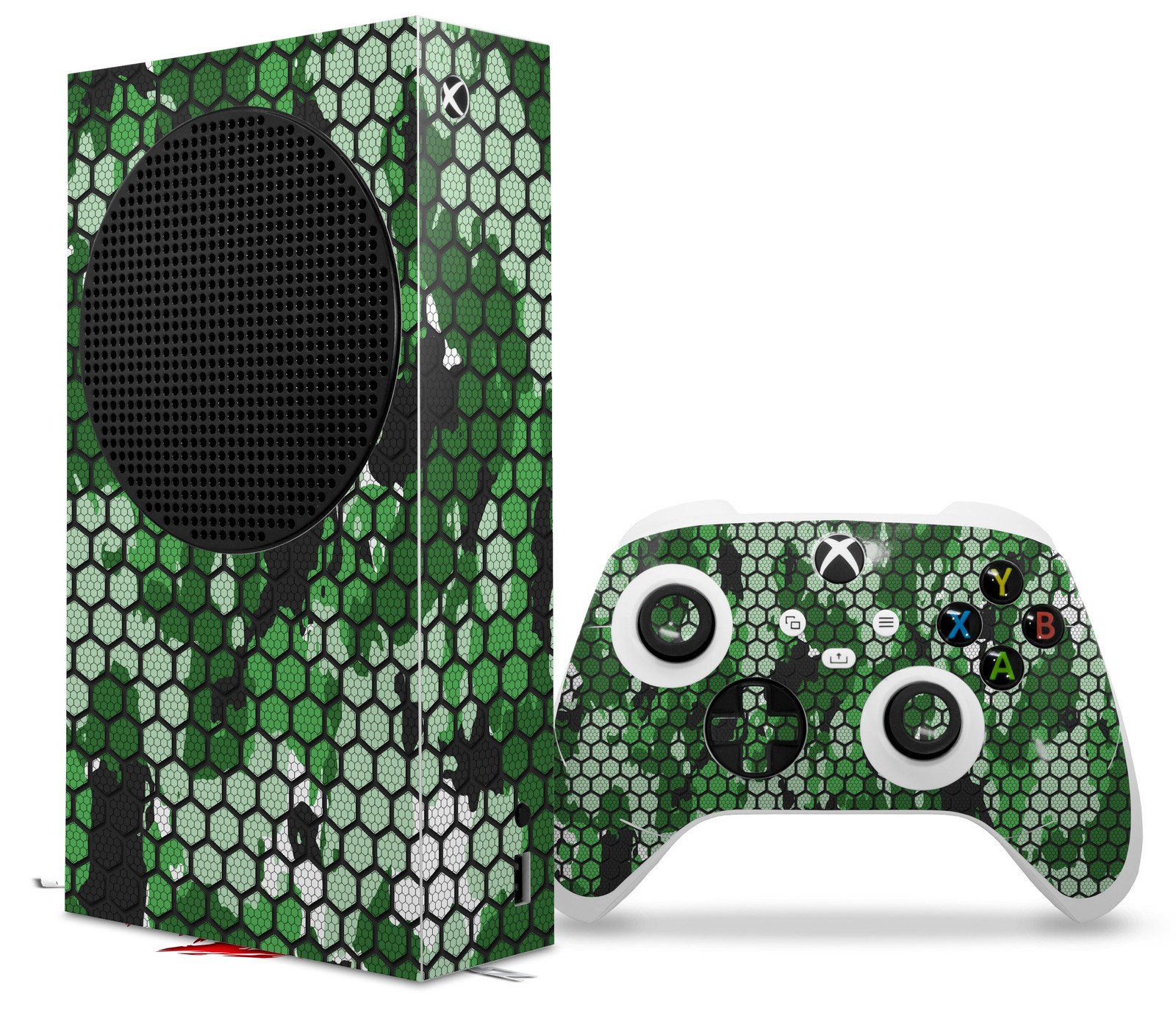 Skin Wrap for XBOX Series S Console Controller HEX Mesh Camo 01 Green