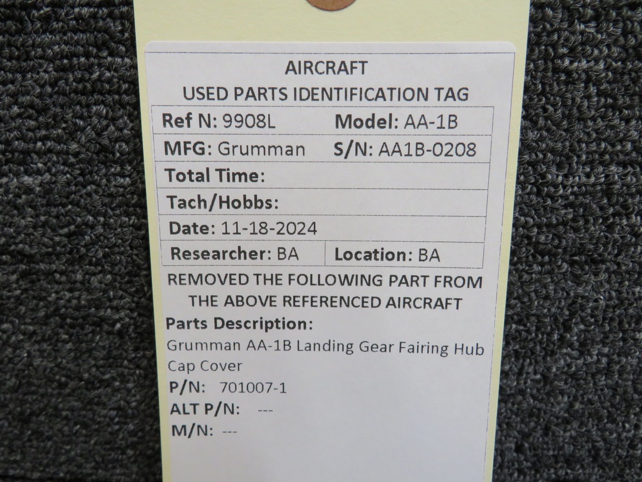 701007-1 Grumman AA-1B Landing Gear Fairing Hub Cap Cover