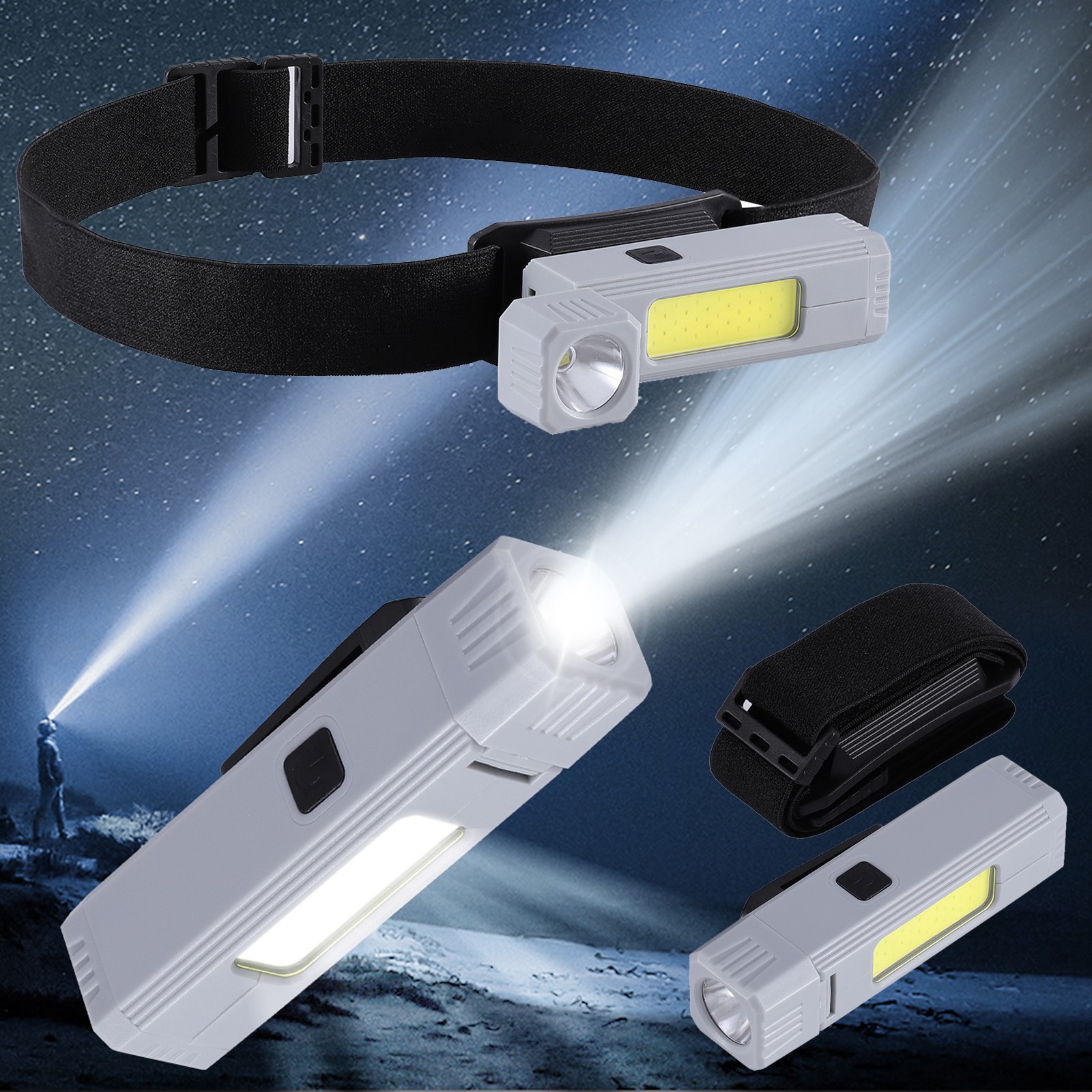 LED COB Magnetic Work Light USB Rechargeable Flashlight Torch Headlight Headlamp