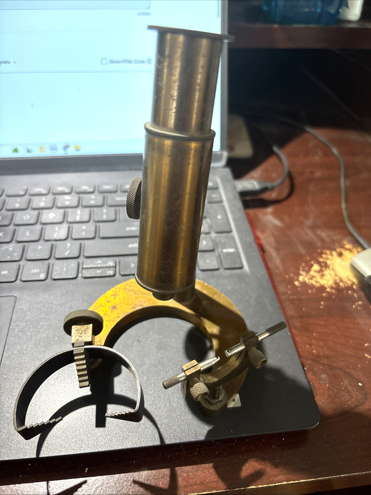 ANTIQUE BRASS WATCHMAKER'S DOCUMENT MICROSCOPE PATENTED MAY 28 1918