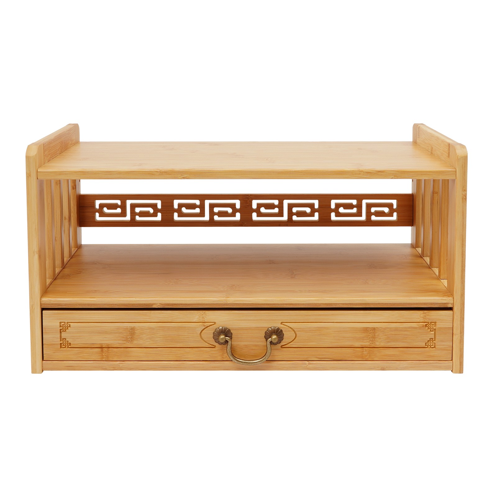 Meditation Storage Table with Drawer, Bamboo Desktop Organizer Chinese Style