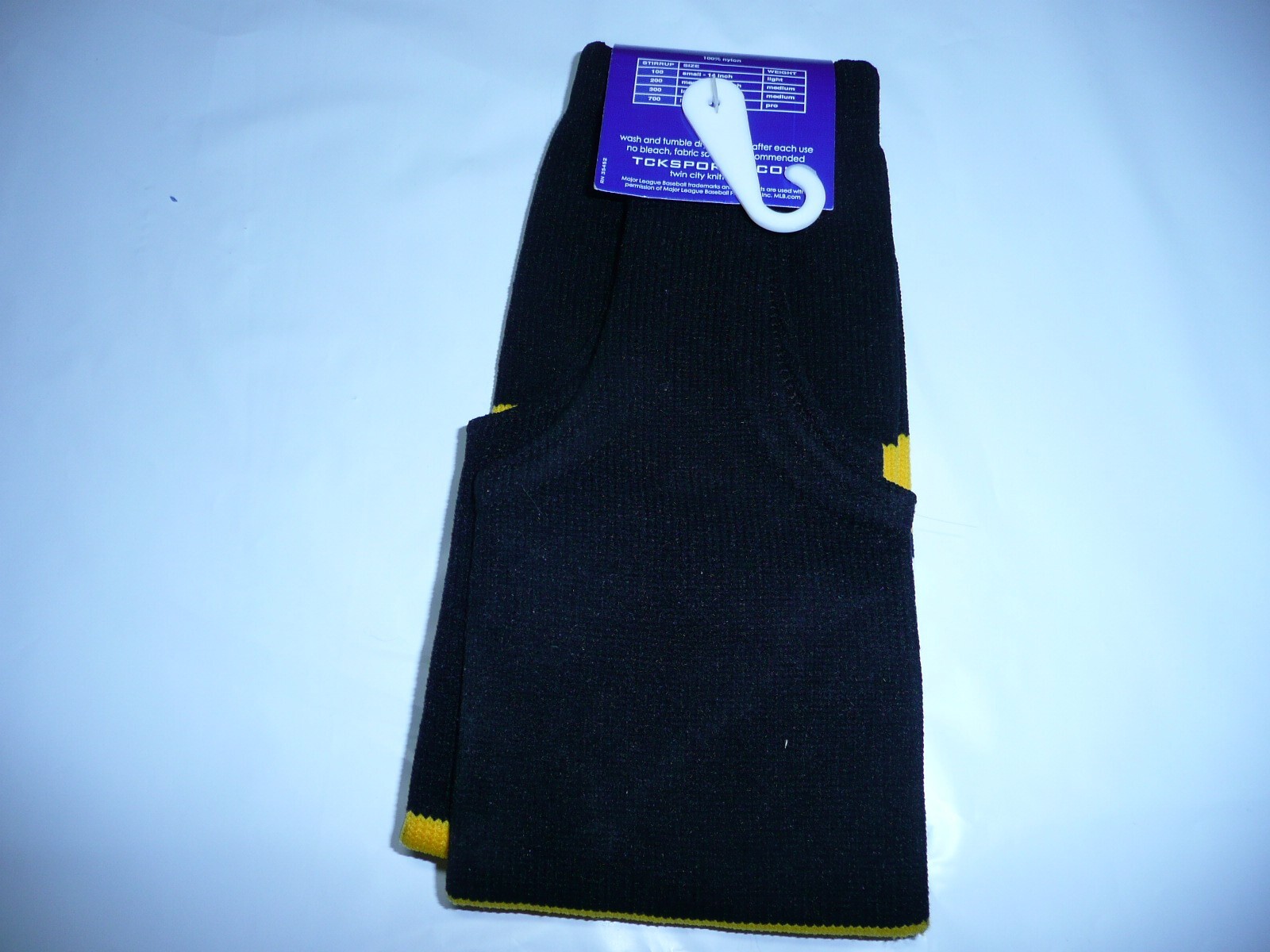 TCK Baseball Stirrup Socks Black /Yellow /White - Size 200 Medium 17"