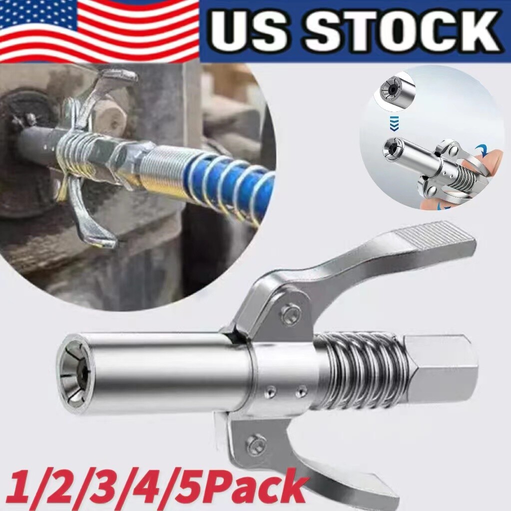 3X Grease Gun Coupler Double Handle High Pressure Quick Release Lock Oil Nozzles