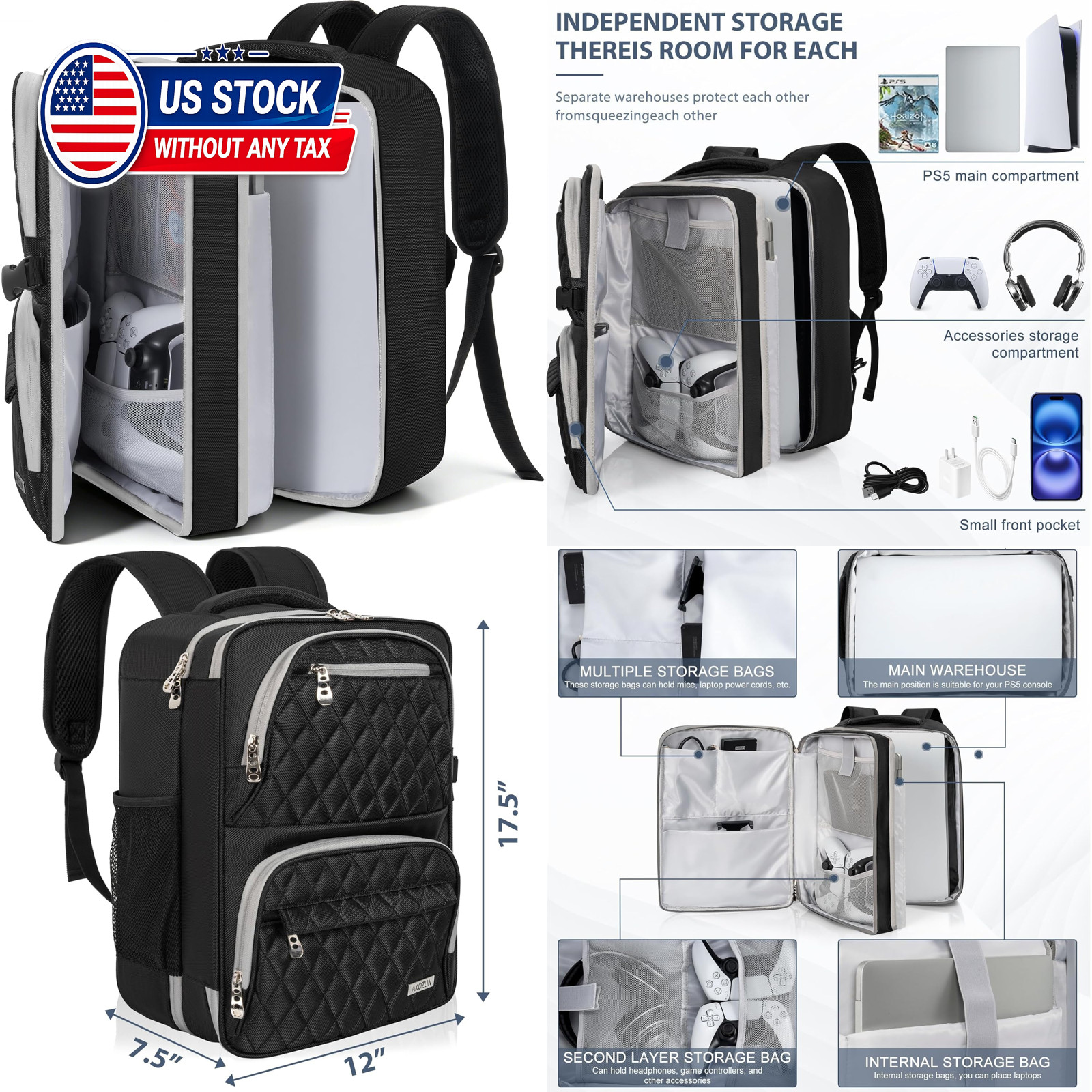 Travel Gaming Console Backpack Compatible with Play Stantion 5 4 PS5 Pro/PS4/PS4