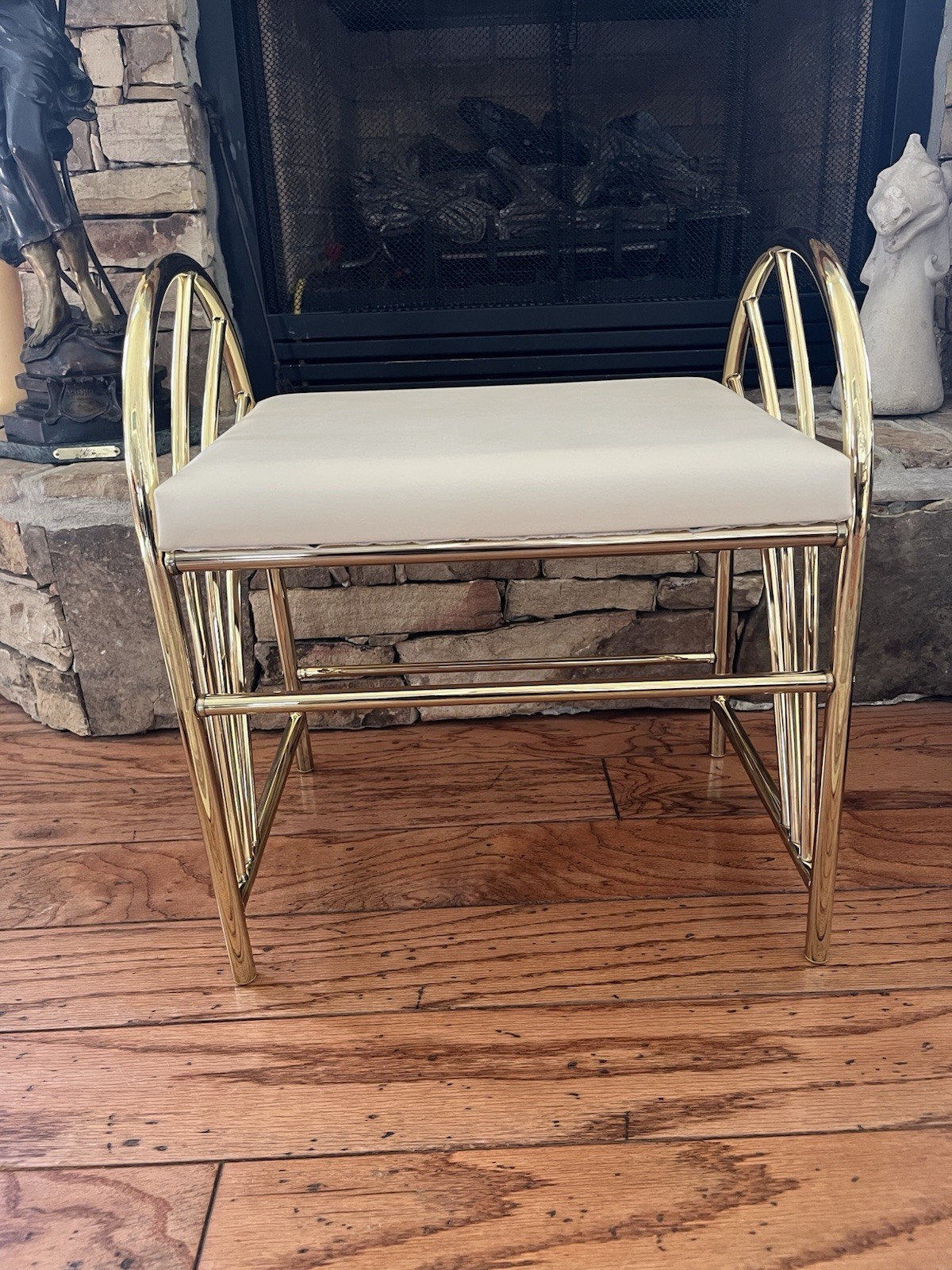 Vintage Brass Plated Rosalco Commodore Vanity Accent Bench MCM 20" W 1970's