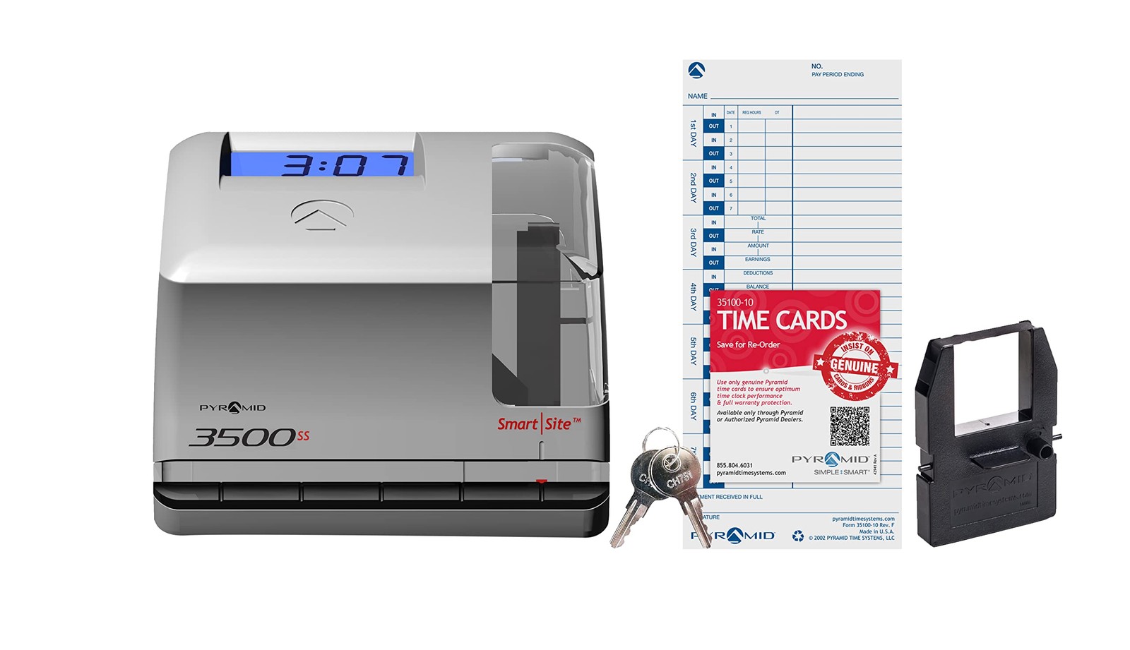 3500ss Employment Time Clock & Document Stamp, Unlimited Employees, 5-1/2"H x...