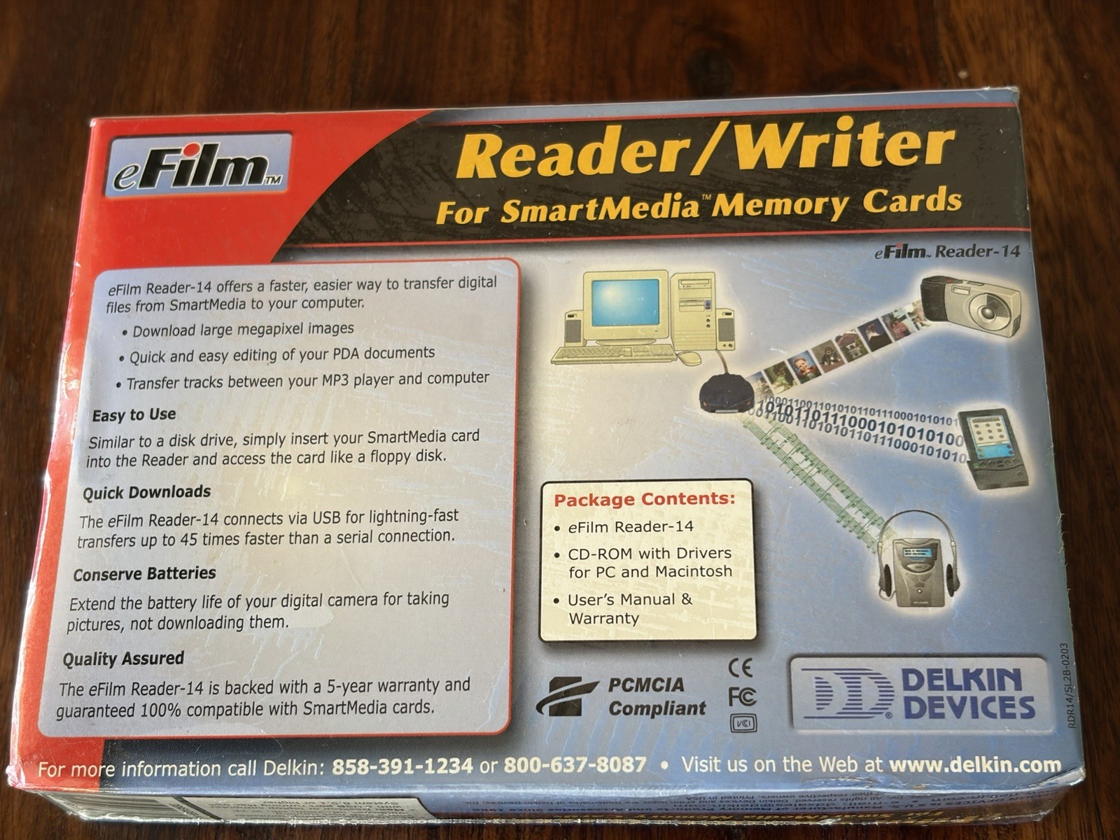eFilm SmartMedia Card Reader USB Delkin NOS Mac / Windows