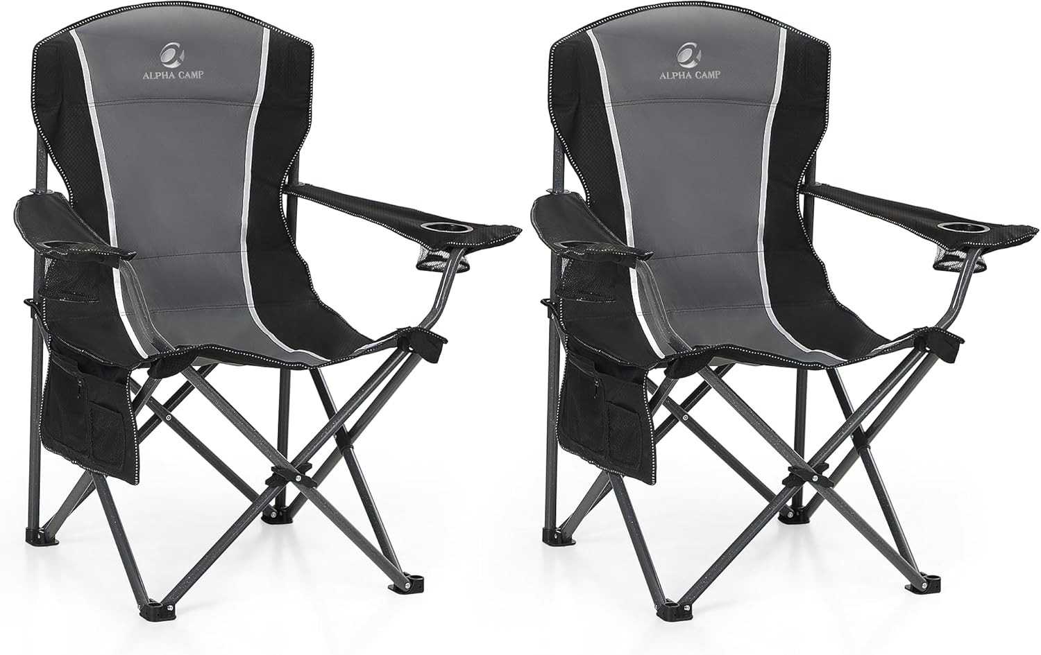 Oversized Camping Folding Chair - Heavy Duty Steel Frame Support 350 LBS, Collap