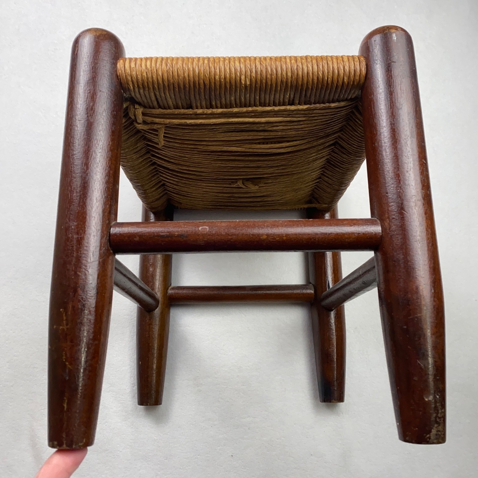 VTG Wood Rope Rush Twine Foot Stool Hand Woven Seat Ottoman Rustic 12 X 14 X 9
