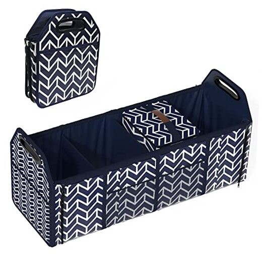 Trunk Organizer for car, Foldable Car Storage Bag Portable Blue-4 Parts